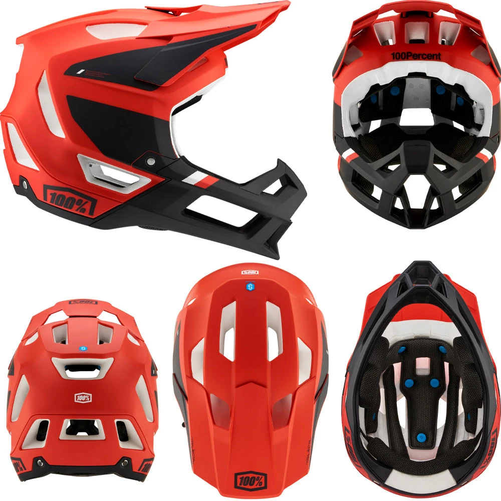 100 Percent Trajecta Full Face Helmet - XL - Cargo Fluro Red - 2023